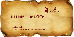 Milkó Arián névjegykártya